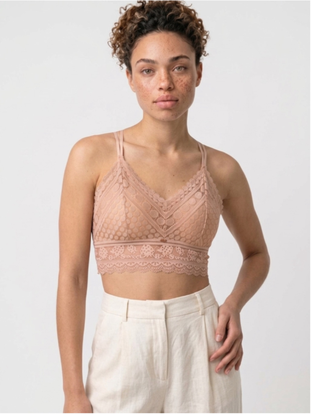 Bohoblu Mallory Lace Bralette Nude S/M